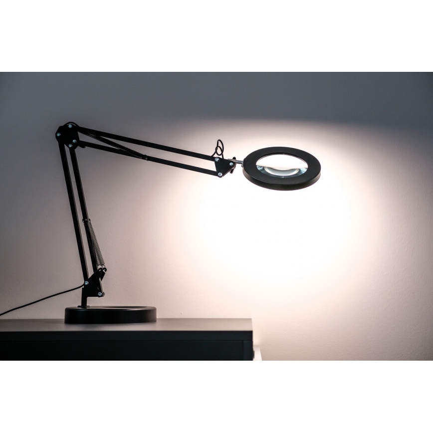 Brilagi - Lampada da tavolo LED dimmerabile con una lente d'ingrandimento LENS LED/12W/5V 3000/4200/6000K nero