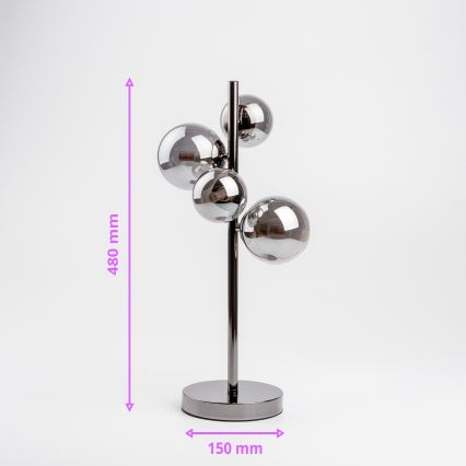 Brilagi - Lampada da tavolo LED MILLA 4xG9/3W/230V nero cromato/fumé