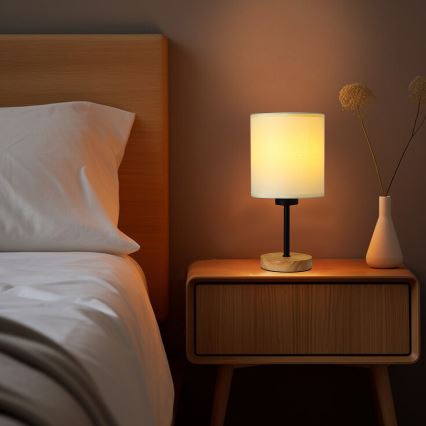 Brilagi - Lampada da tavolo NUBILA WOOD 1xE27/25W/230V quercia/nero/color crema