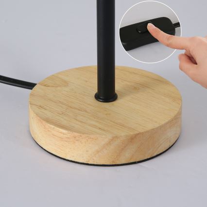 Brilagi - Lampada da tavolo NUBILA WOOD 1xE27/25W/230V quercia/nero/color crema