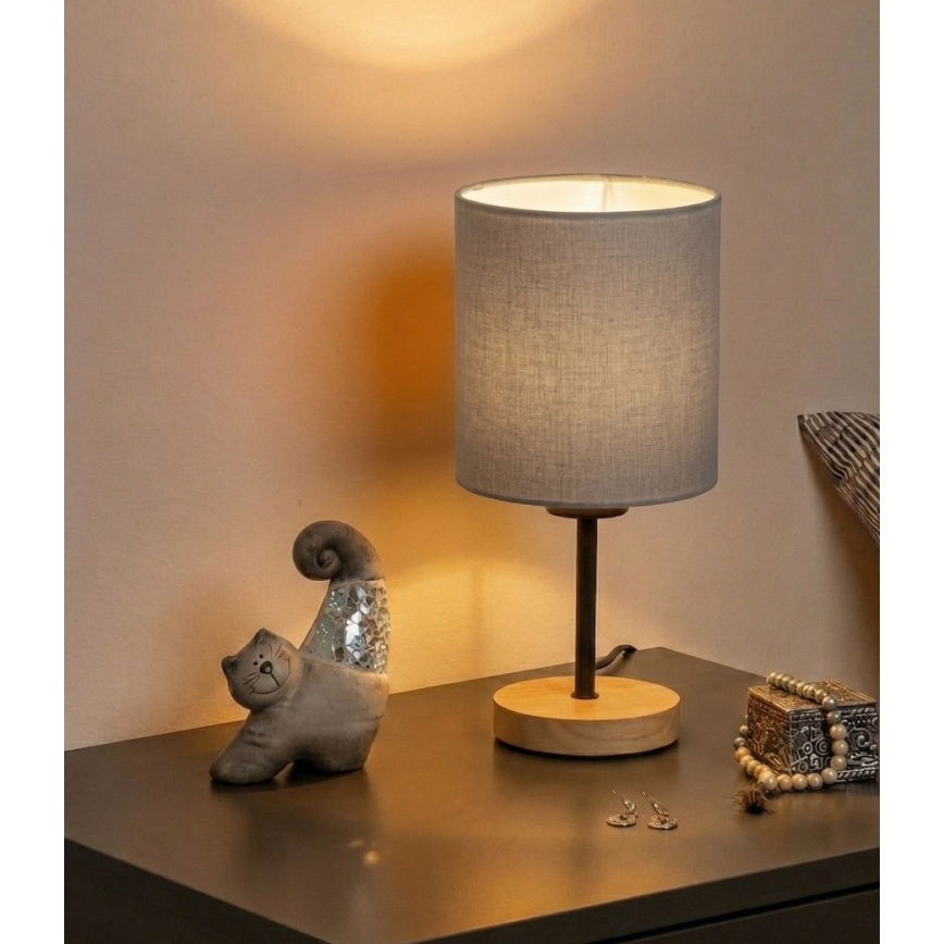Brilagi - Lampada da tavolo NUBILA WOOD 1xE27/25W/230V rovere/nero/grigio chiaro