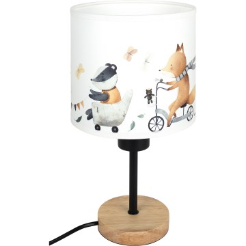 Brilagi - Lampada da tavolo per bambini BOBO WOOD 1xE27/25W/230V rovere/nero/bianco/animaletti