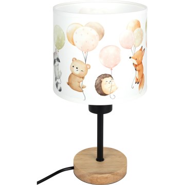 Brilagi - Lampada da tavolo per bambini BOBO WOOD 1xE27/25W/230V rovere/nero/bianco/animali