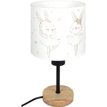 Brilagi - Lampada da tavolo per bambini BOBO WOOD 1xE27/25W/230V rovere/nero/bianco/coniglietti