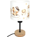 Brilagi - Lampada da tavolo per bambini BOBO WOOD 1xE27/25W/230V rovere/nero/bianco/orsetti