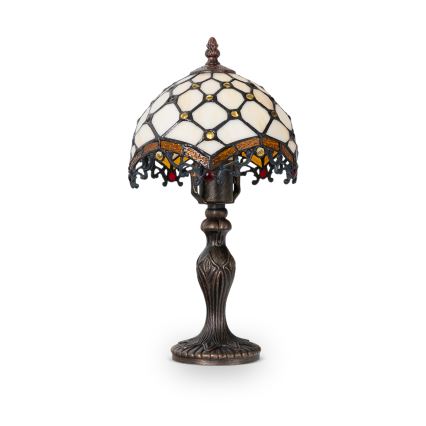 Brilagi - Lampada da tavolo Tiffany in vetro color avorio 1xE27/60W/230V