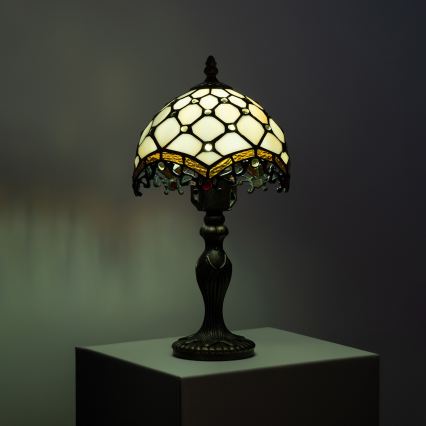 Brilagi - Lampada da tavolo Tiffany in vetro color avorio 1xE27/60W/230V