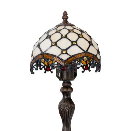 Brilagi - Lampada da tavolo Tiffany in vetro color avorio 1xE27/60W/230V