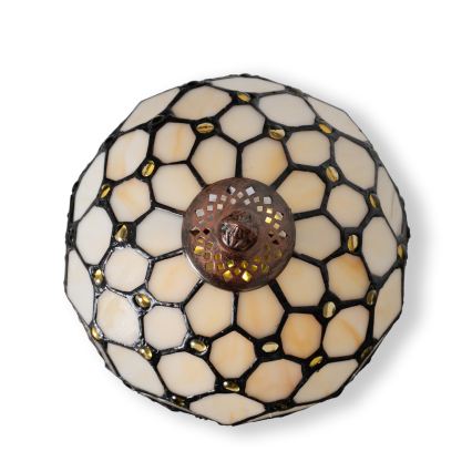 Brilagi - Lampada da tavolo Tiffany in vetro color avorio 1xE27/60W/230V