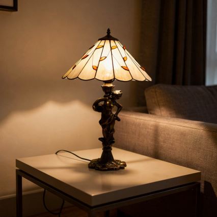 Brilagi - Lampada da tavolo Tiffany in vetro colorato FOLIA 1xE27/60W/230V