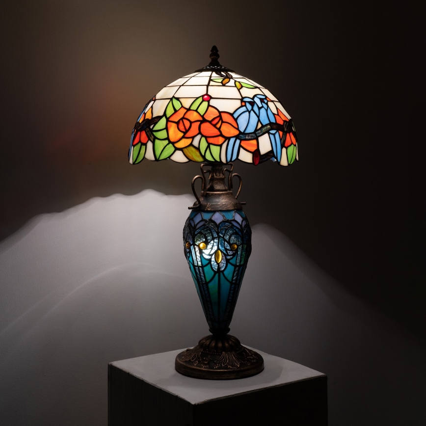 Brilagi - Lampada da tavolo Tiffany in vetro colorato JUNGLE 1xE27/60W/230V + 1xE14/40W