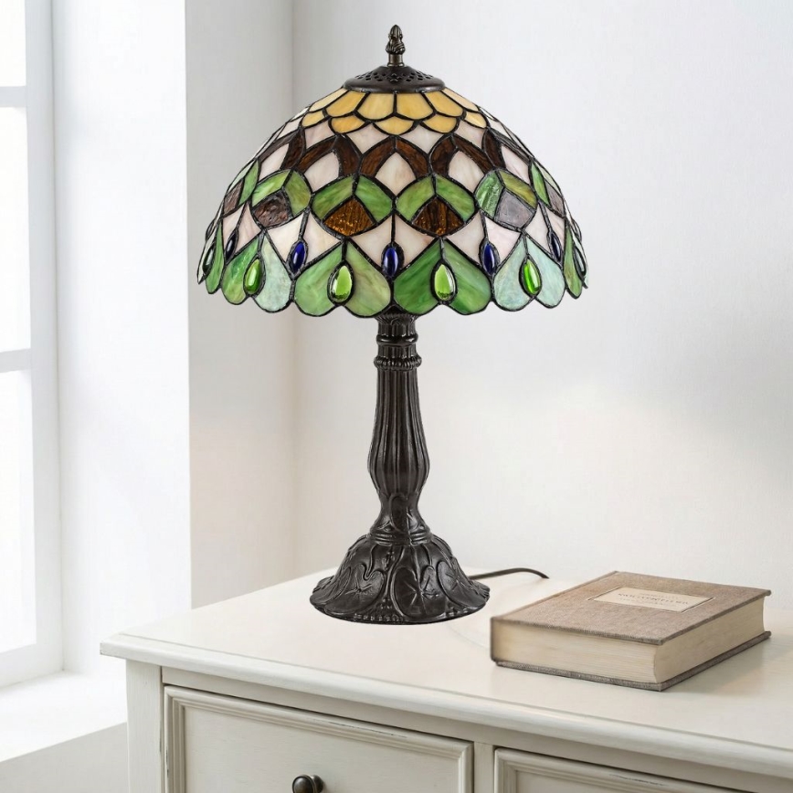 Brilagi - lampada da tavolo Tiffany in vetro colorato MARGARET 1xE27/40W/230V