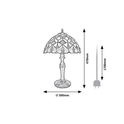 Brilagi - lampada da tavolo Tiffany in vetro colorato MARGARET 1xE27/40W/230V