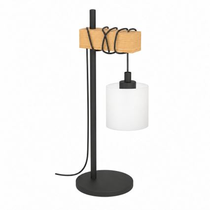 BRILAGI - Lampada da tavolo WOOD GLASS 1xE27/40W/230V marrone/nero/bianco