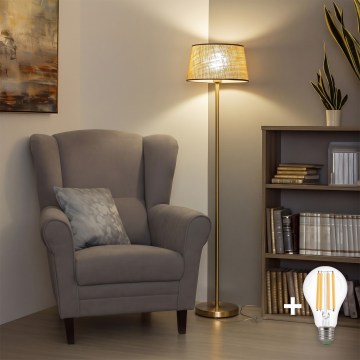 Brilagi - Lampada da terra a LED CERIA 1xE27/20W/230V Ø 35 cm beige/oro