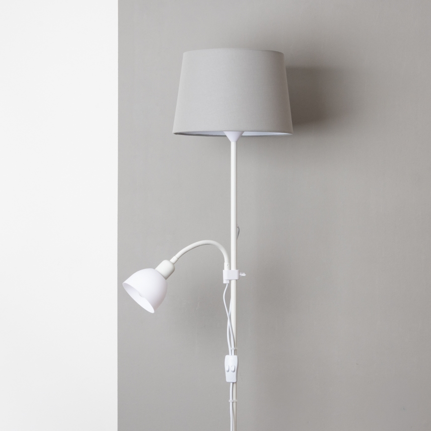 Brilagi - Lampada da terra CERIA 1xE27/100W/230V + 1xE14/25W bianco/grigio