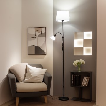 Brilagi - Lampada da terra CERIA 1xE27/100W/230V + 1xE14/25W nero/bianco
