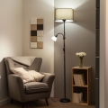 Brilagi - Lampada da terra CERIA 1xE27/100W/230V + 1xE14/25W nero/marrone