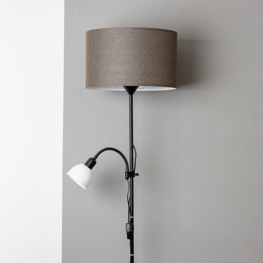 Brilagi - Lampada da terra CERIA 1xE27/100W/230V + 1xE14/25W nero/marrone