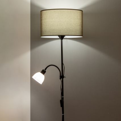 Brilagi - Lampada da terra CERIA 1xE27/100W/230V + 1xE14/25W nero/marrone