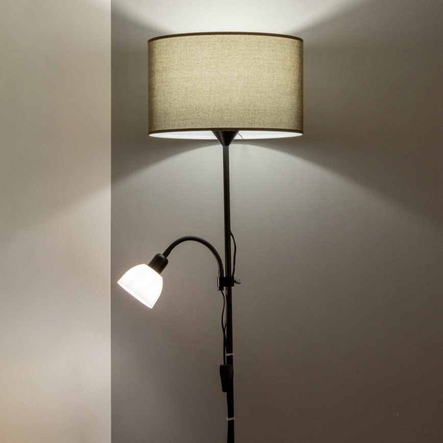 Brilagi - Lampada da terra CERIA 1xE27/100W/230V + 1xE14/25W nero/marrone