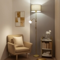 Brilagi - Lampada da terra CERIA 1xE27/100W/230V + 1xE14/25W oro/marrone