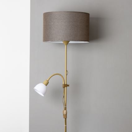 Brilagi - Lampada da terra CERIA 1xE27/100W/230V + 1xE14/25W oro/marrone