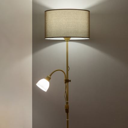 Brilagi - Lampada da terra CERIA 1xE27/100W/230V + 1xE14/25W oro/marrone