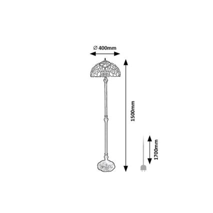 Brilagi - lampada da terra in stile Tiffany GARLAN 2xE27/60W/230V