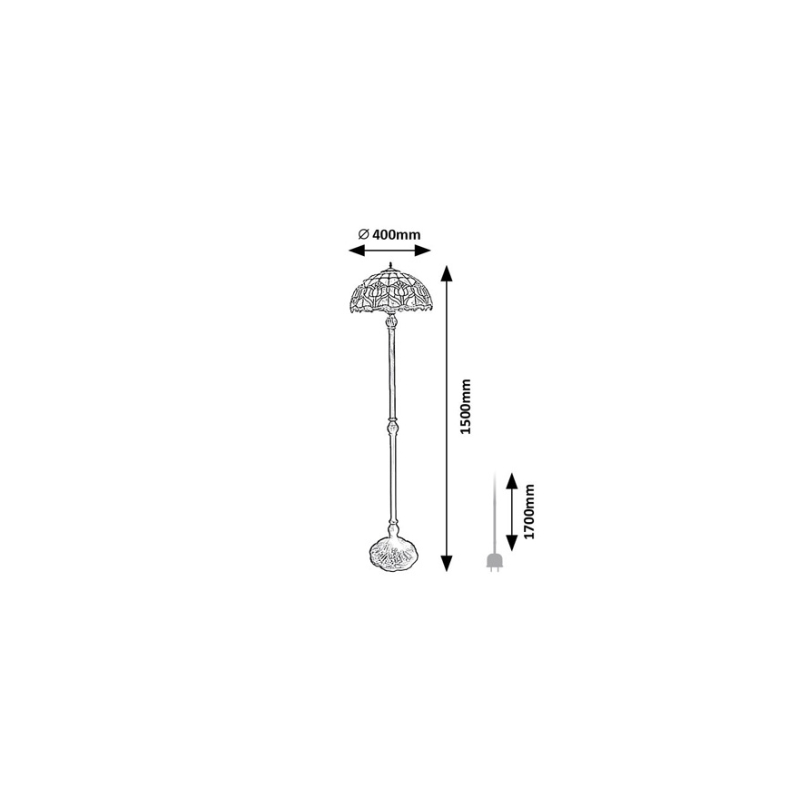 Brilagi - Lampada da terra in vetro Tiffany LORAS 2xE27/60W/230V