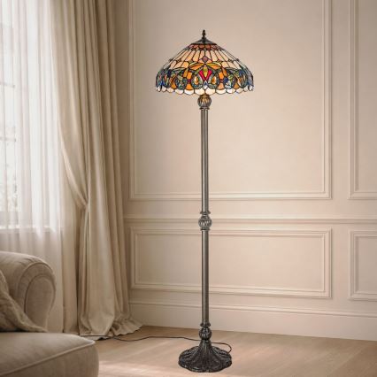 Brilagi - Lampada da terra in vetro Tiffany LUISA 2xE27/60W/230V