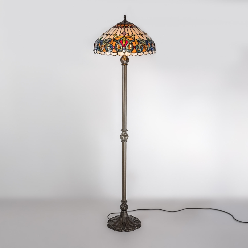 Brilagi - Lampada da terra in vetro Tiffany LUISA 2xE27/60W/230V