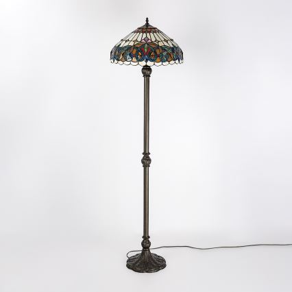 Brilagi - Lampada da terra in vetro Tiffany LUISA 2xE27/60W/230V