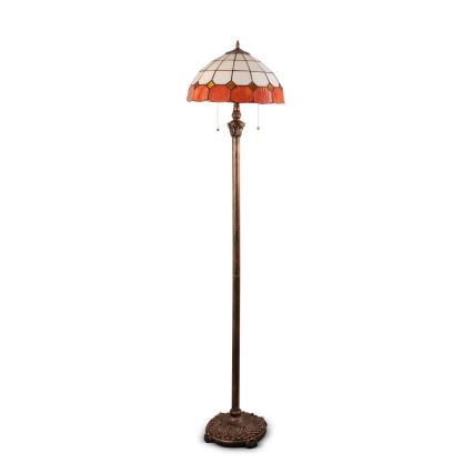 Brilagi - Lampada da terra in vetro Tiffany SIENNA 2xE27/60W/230V