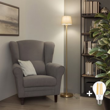 Brilagi - Lampada da terra LED CERIA 1xE27/20W/230V Ø 20,5 cm bianca/oro