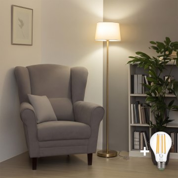 Brilagi - Lampada da terra LED CERIA 1xE27/20W/230V Ø 30 cm beige/oro
