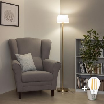 Brilagi - Lampada da terra LED CERIA 1xE27/20W/230V Ø 30 cm bianco/oro