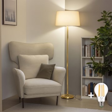 Brilagi - Lampada da terra LED CERIA 1xE27/20W/230V Ø 45 cm beige/oro