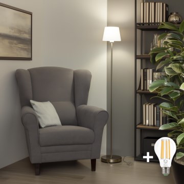 Brilagi - Lampada da terra LED CERIA 1xE27/40W/230V Ø 20,5 cm bianco/cromo opaco