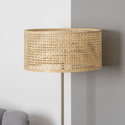 Brilagi - Lampada da terra LED CERIA 1xE27/40W/230V Ø 25 cm bambù/cromo opaco