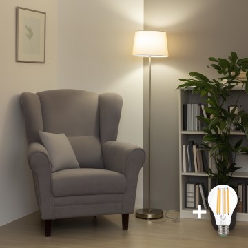 Brilagi - Lampada da terra LED CERIA 1xE27/40W/230V Ø 30 cm beige/cromo opaco