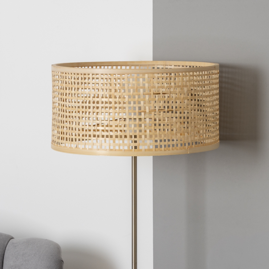 Brilagi - Lampada da terra LED CERIA 1xE27/40W/230V Ø 40 cm bambù/cromo opaco