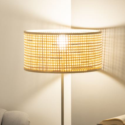 Brilagi - Lampada da terra LED CERIA 1xE27/40W/230V Ø 40 cm bambù/cromo opaco