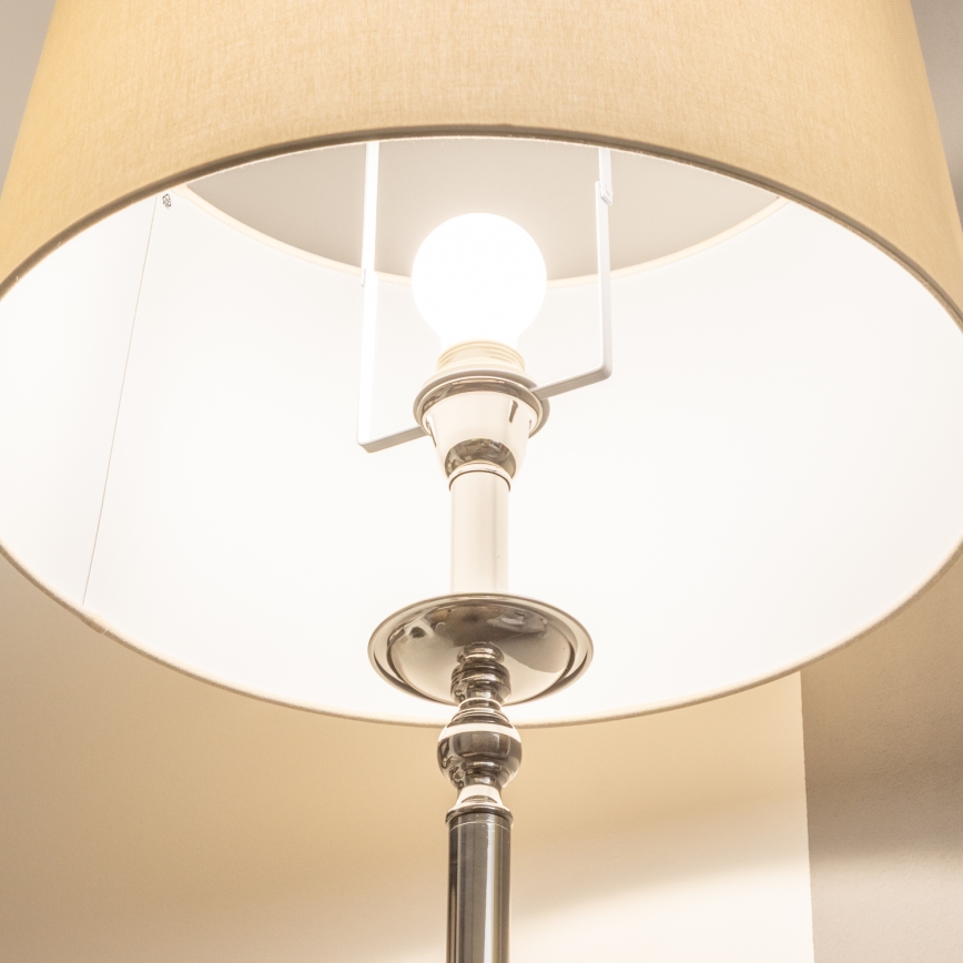 Brilagi - Lampada da terra LED CERIA 1xE27/60W/230V Ø 45 cm cromo lucido/beige