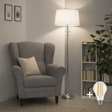 Brilagi - Lampada da terra LED CERIA 1xE27/60W/230V Ø 45 cm cromo lucido/bianco