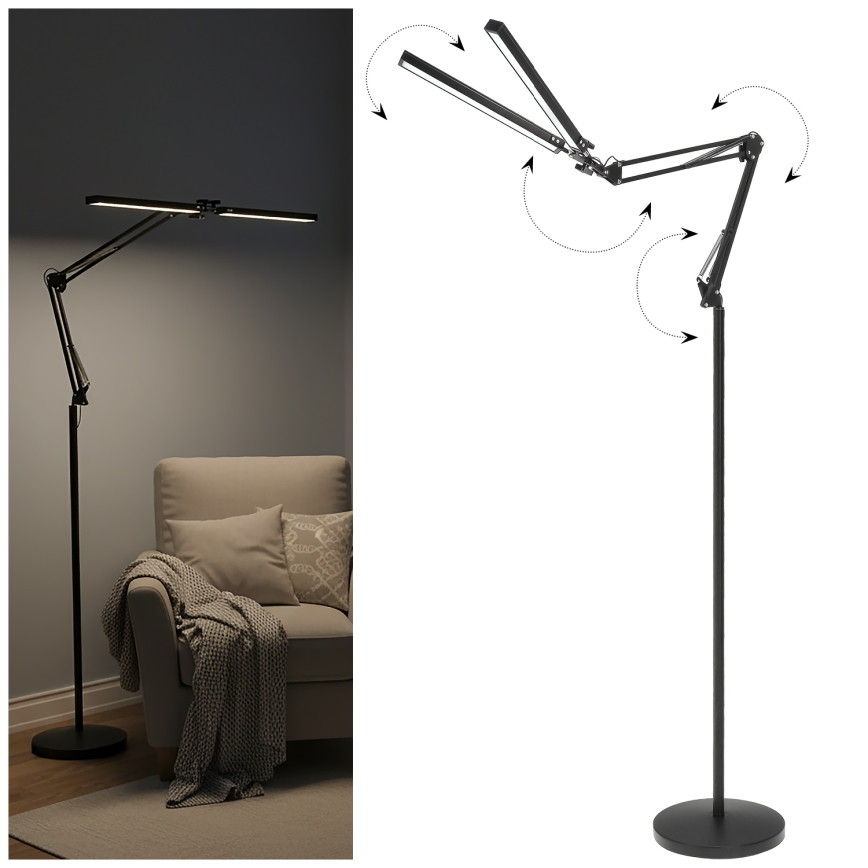 Brilagi - Lampada da terra dimmerabile e flessibile VARIO LED/14W/230V 3000-6000K 157 cm nera