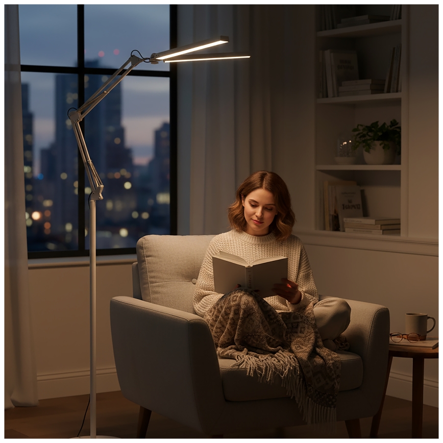 Brilagi - Lampada da terra flessibile e dimmerabile VARIO LED/14W/230V 3000-6000K 157 cm bianca