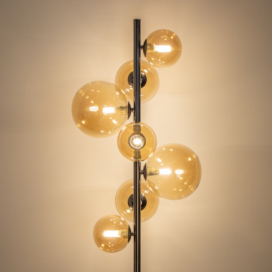 Brilagi - Lampada da terra LED MILLA 7xG9/3W/230V nero cromato/oro