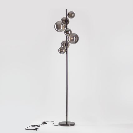 Brilagi - Lampada da terra LED MILLA 7xG9/3W/230V nero cromato/vetro fumé