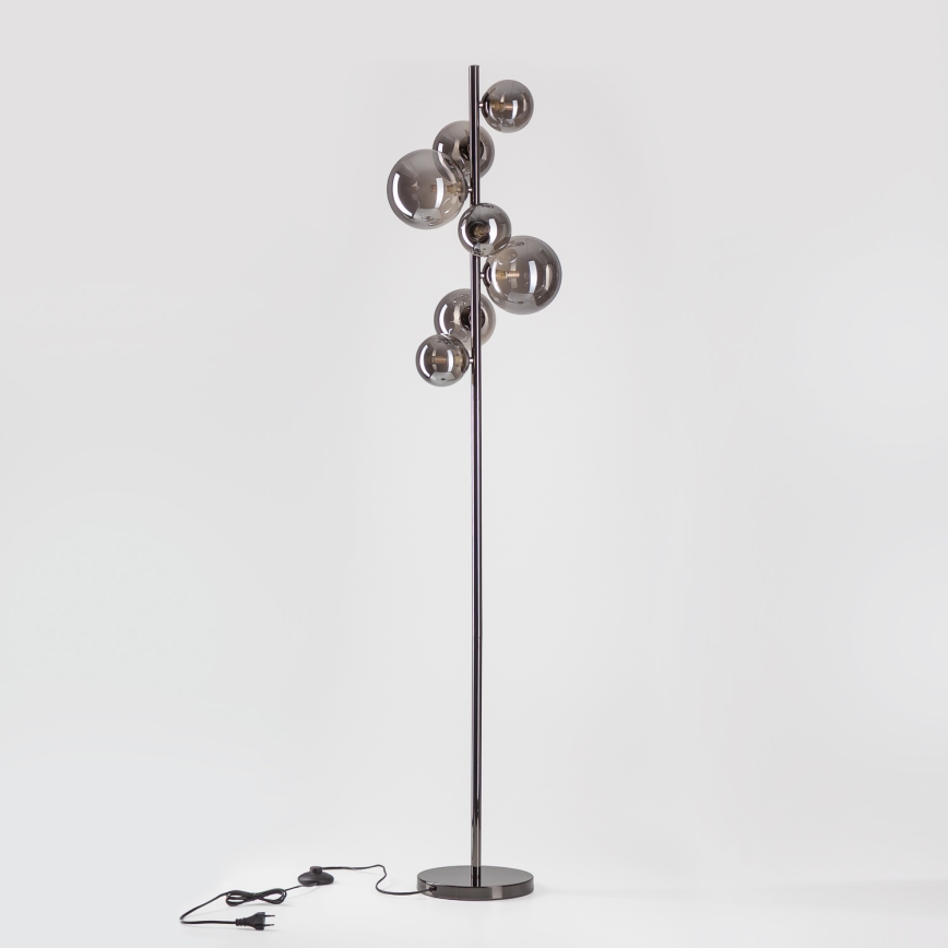 Brilagi - Lampada da terra LED MILLA 7xG9/3W/230V nero cromato/vetro fumé